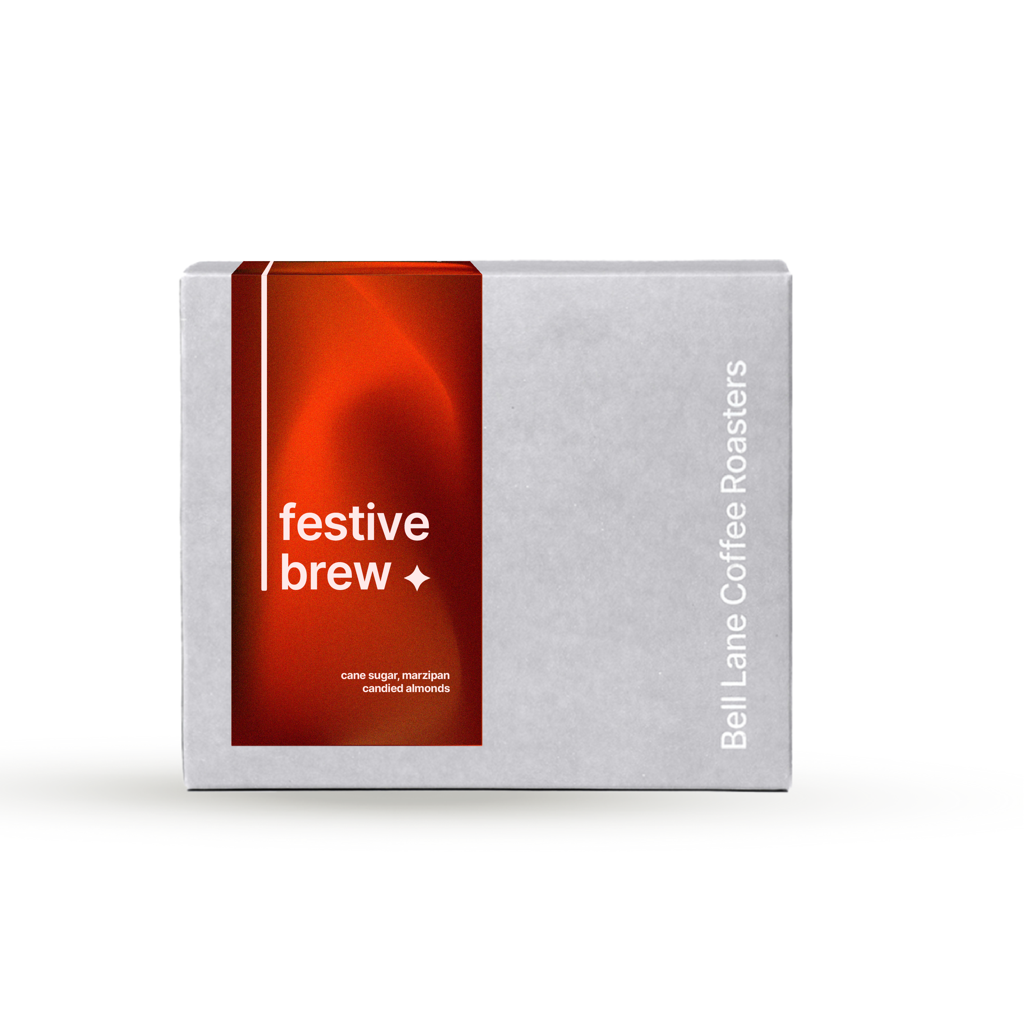 Box of 'festive brew' coffee from Bell Lane Coffee Roasters on a white background